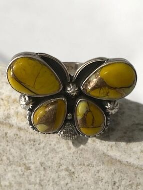 925 Sterling Silver Honey Turquoise Ring - Women Jewelry